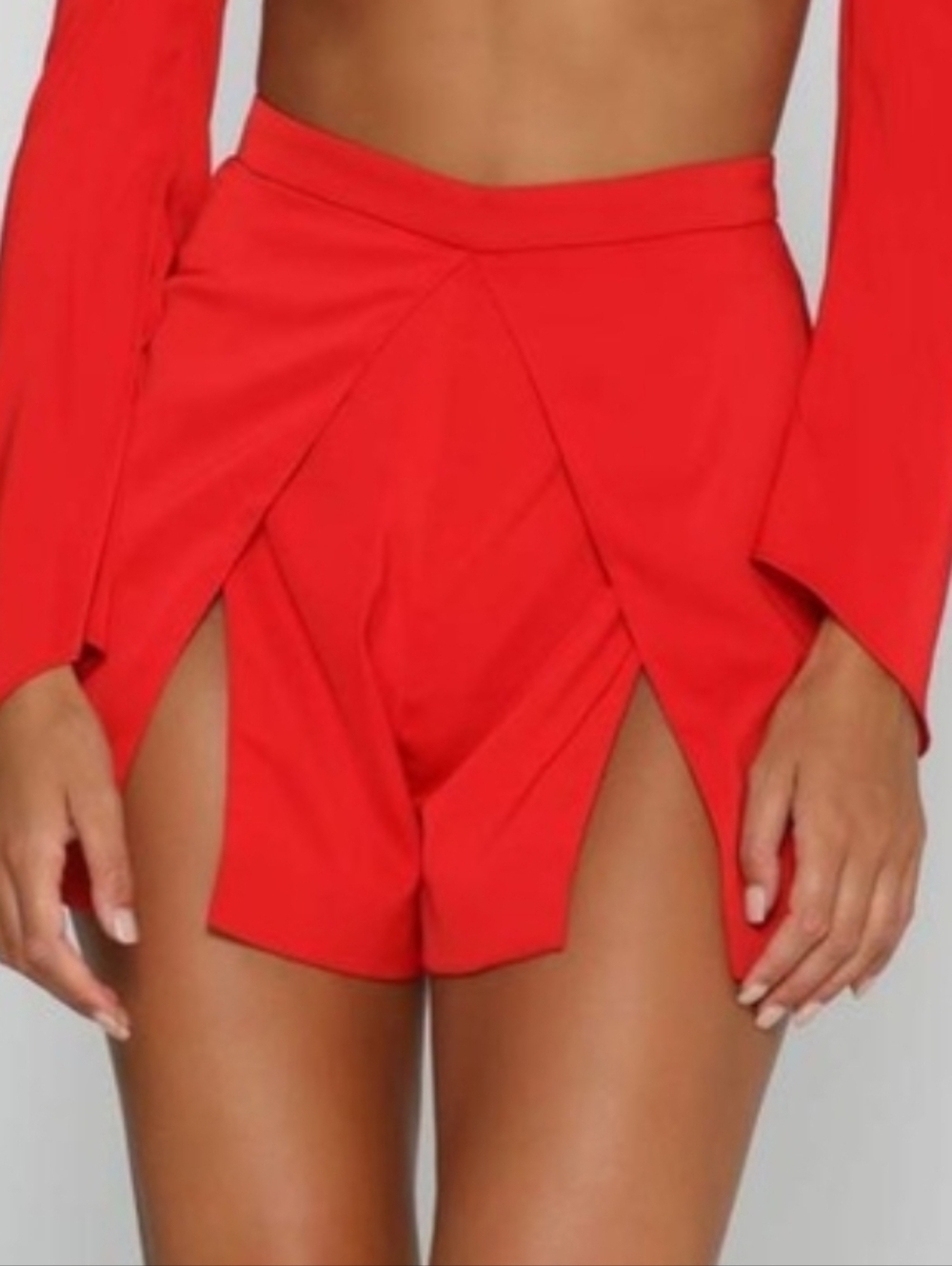 New Meshki Amyra Split Shorts Red Sz Large